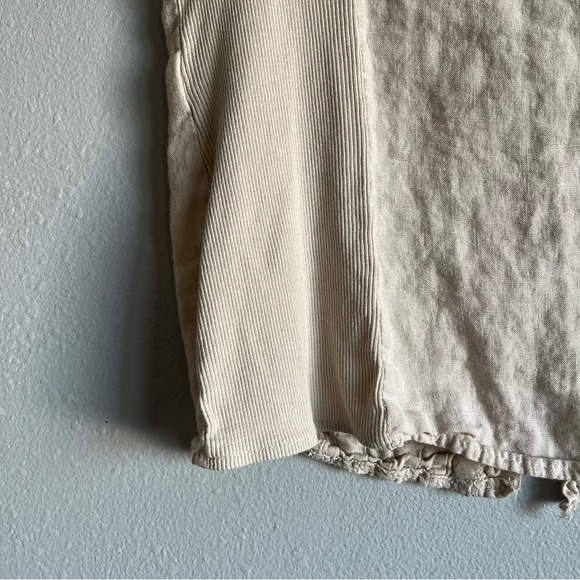Lina Tomei Italy Linen White Lightweight Ruffle Button Down Layering Top S - Picture 7 of 8